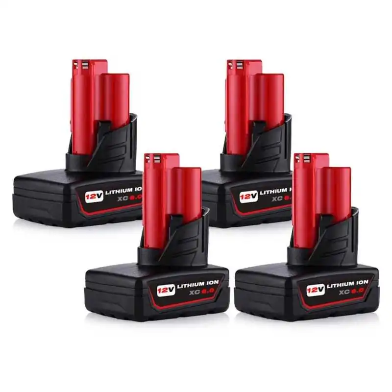 For Milwaukee 12V 6.0Ah M12 Lithium-Ion Battery Replacement (4 Pack) ELE ELEOPTION - 1