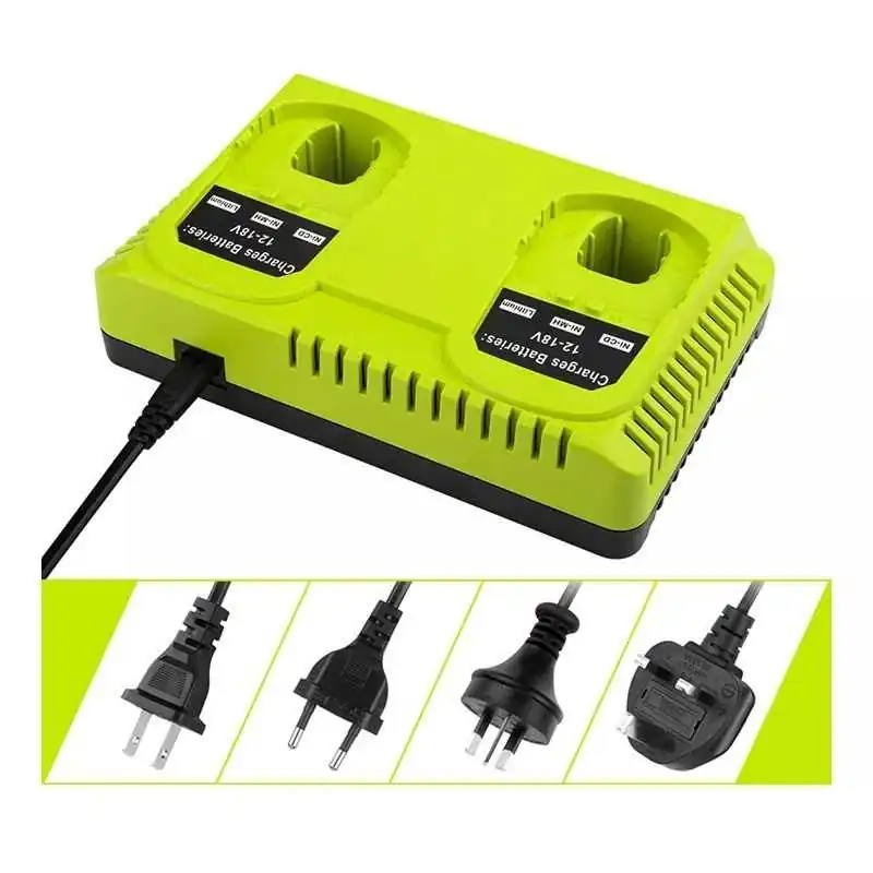 For Ryobi 12V-18V 3A P117 Dual Port Li-ion/Ni-Mh/Ni-CD Battery Charger Replacement For Ryobi ONE+ P104 P105 P107 P108 ELE ELEOPT