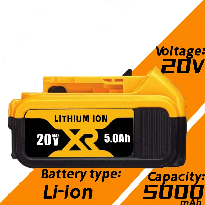 Reemplazo de batería de iones de litio para DeWalt 18V/20V Max XR 5.0Ah  DCB205 para DCB180 DCB181 DCB182 DCB184 DCB200 DCB201
